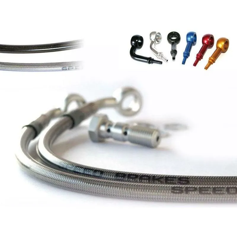 Durite de frein arrière d'aviation SPEEDBRAKES inox/raccord or Yamaha YZF R6