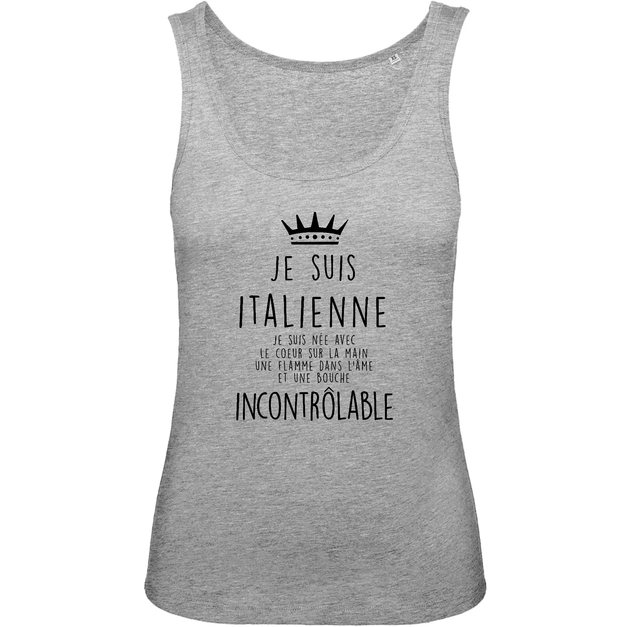 Je suis nées avec le coeur sur la main Italienne - T-shirt coton bio imprimé FR