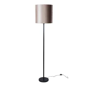 Lampadaire noir avec abat-jour en velours taupe 50 cm - Simplo