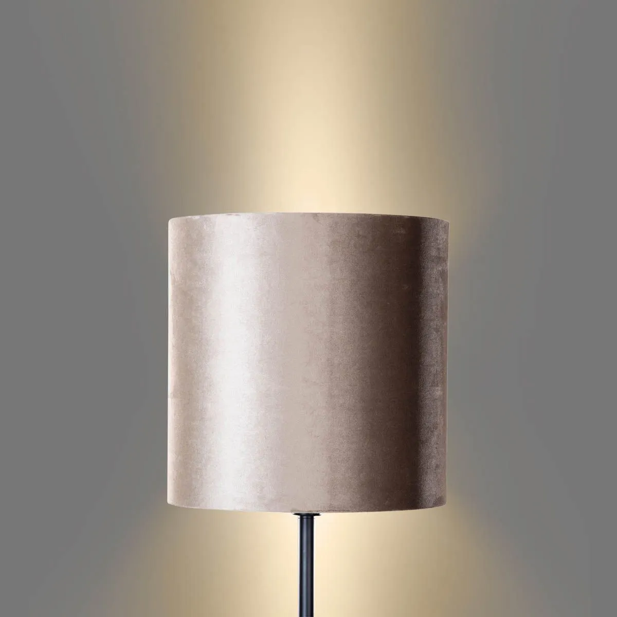 Lampadaire noir avec abat-jour en velours taupe 50 cm - Simplo