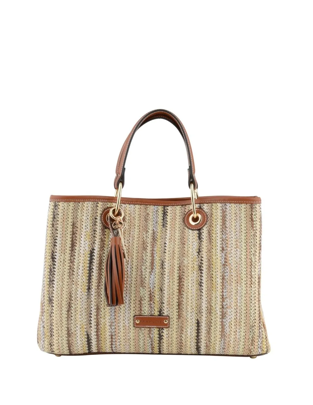 Sac A Main en paille Francinel Ref 56161Rayure 27*37*12 cm