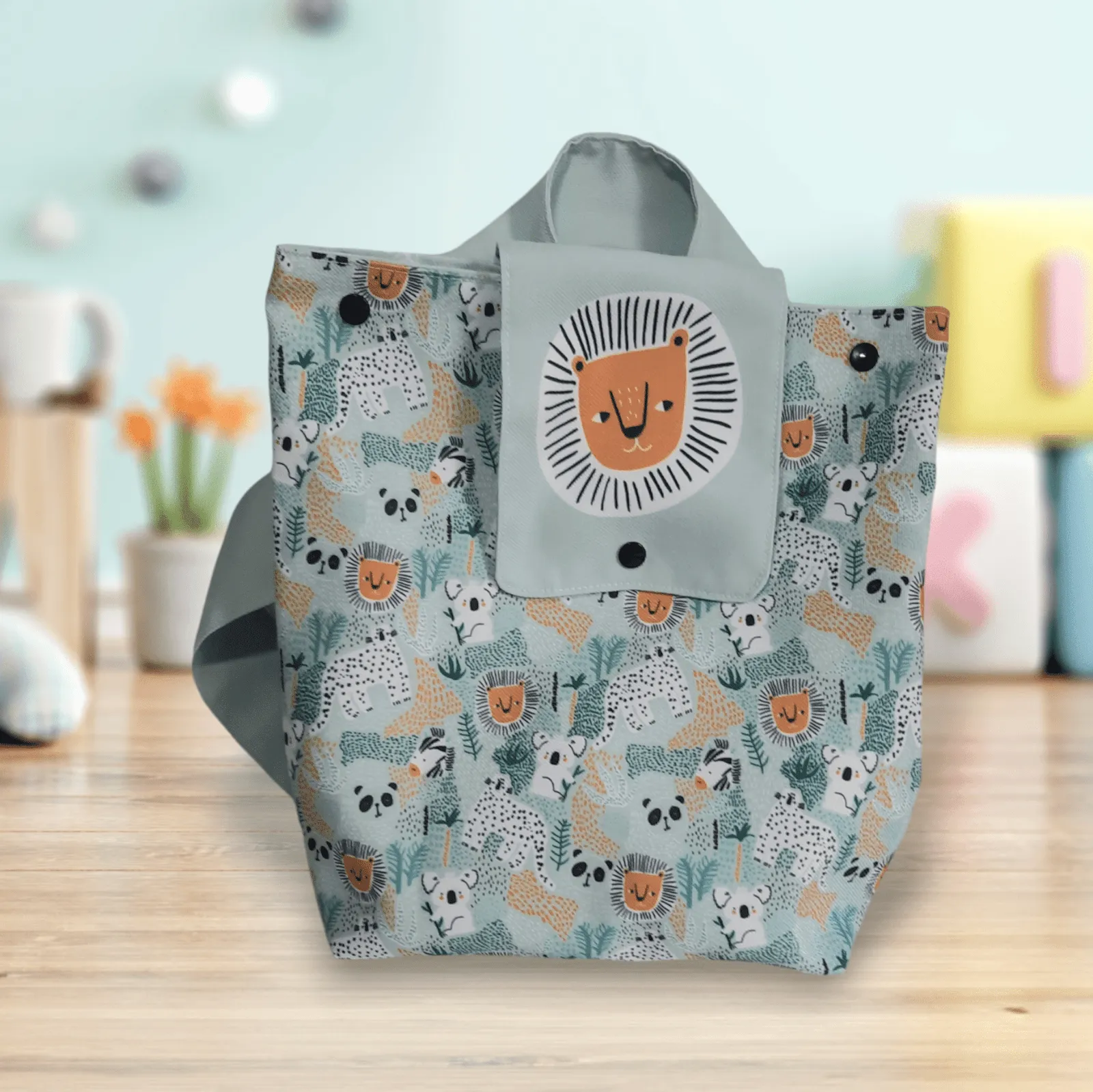 Sac à Dos Enfant 3-6 Ans : Fait Main, Anti-Tache, Motif Animaux de la Savane – Fabriqué en France