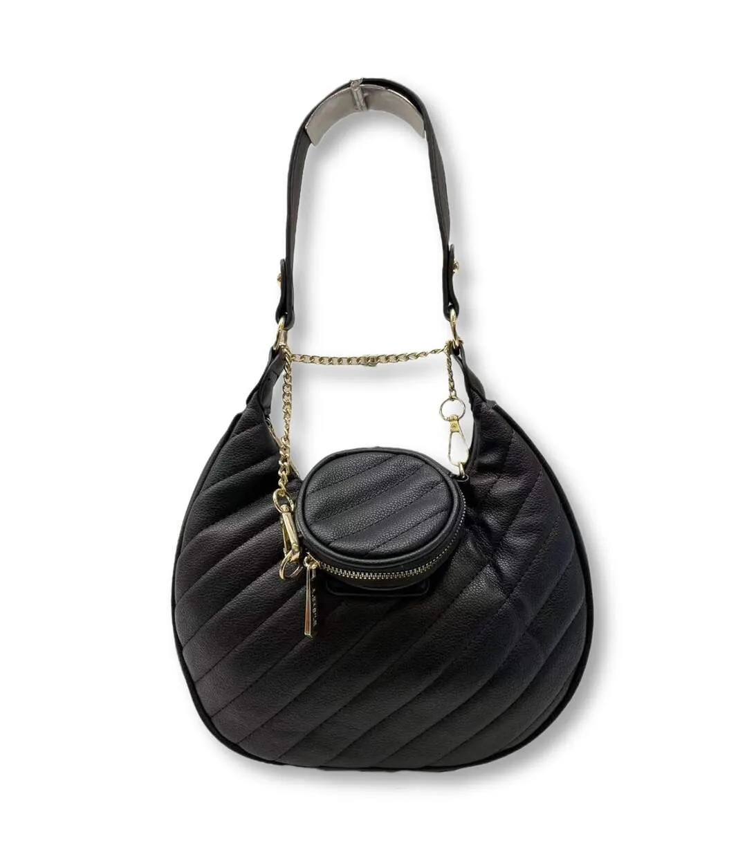 Sac à main femme  - Sac portée mains ou épaules en simili cuir de couleur noir
