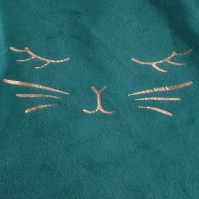 Sac à main vert imprimé tête de chat doré - femme - Françoise Saget - Hauteur : 37 - Largeur : 52