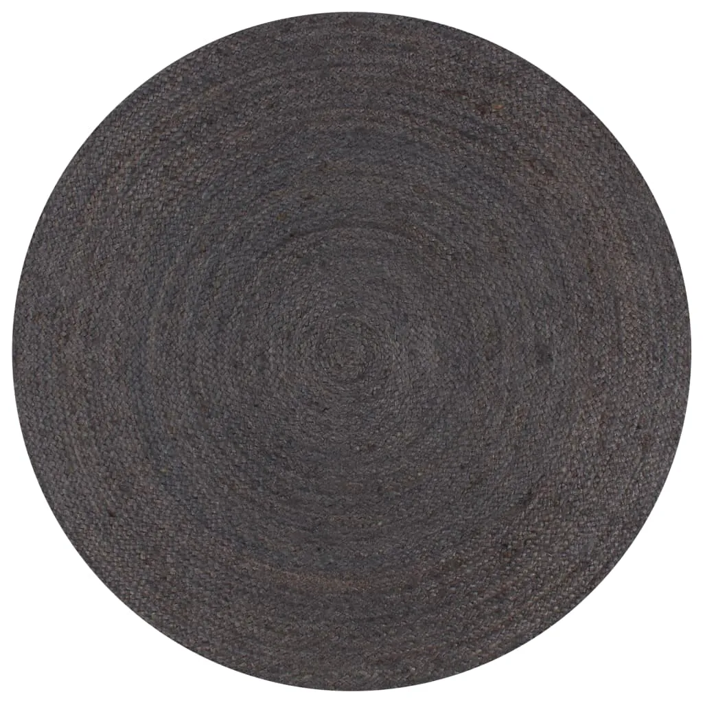 vidaXL Tapis fait à la main Jute Rond 90 cm Gris foncé 